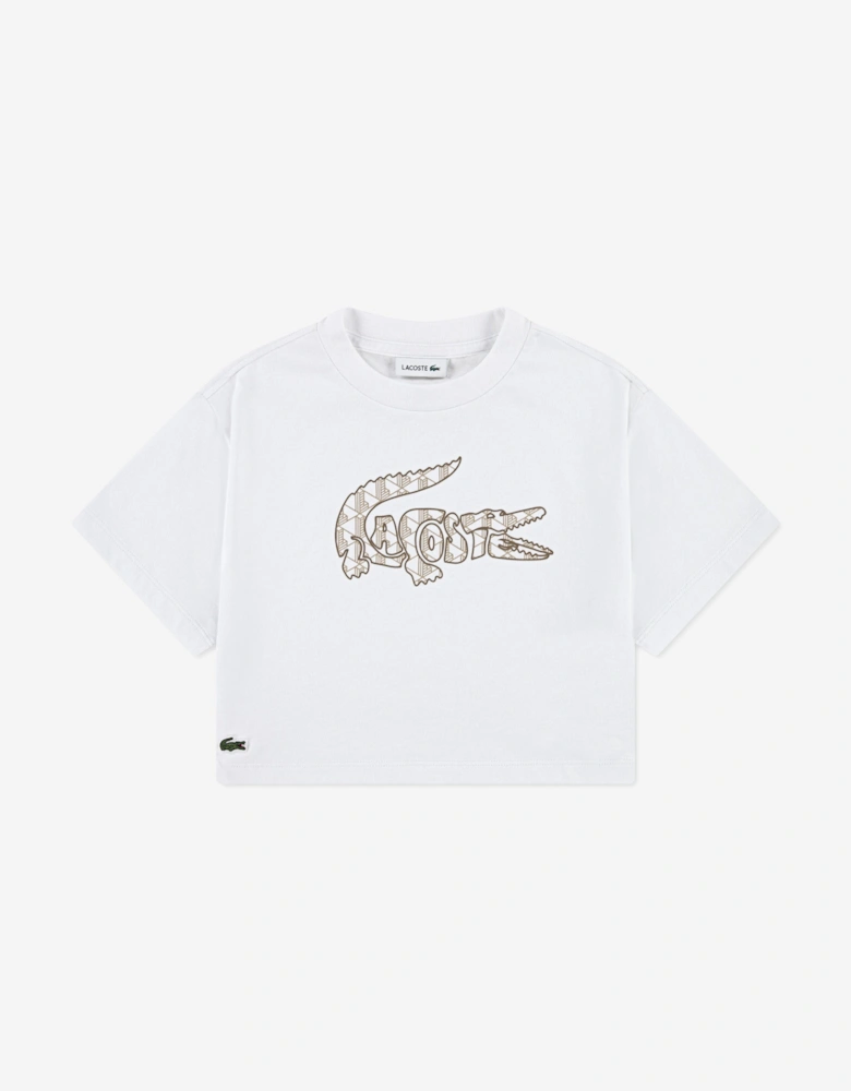 Girls Monogram T-Shirt in White