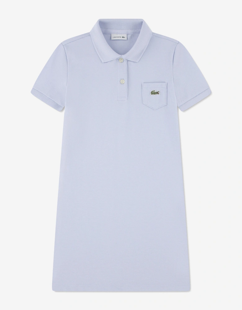 Girls Pique Polo Dress in Blue
