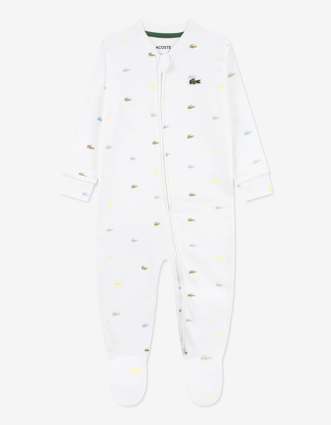 Baby Boys Footed Croco Print Coverall in White, 5 of 4