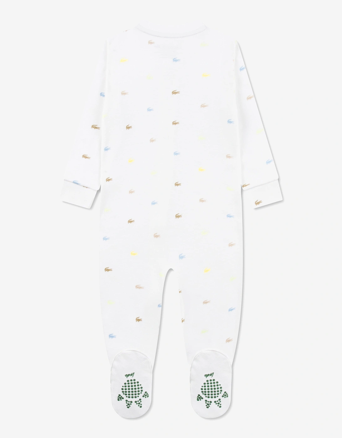 Baby Boys Footed Croco Print Coverall in White
