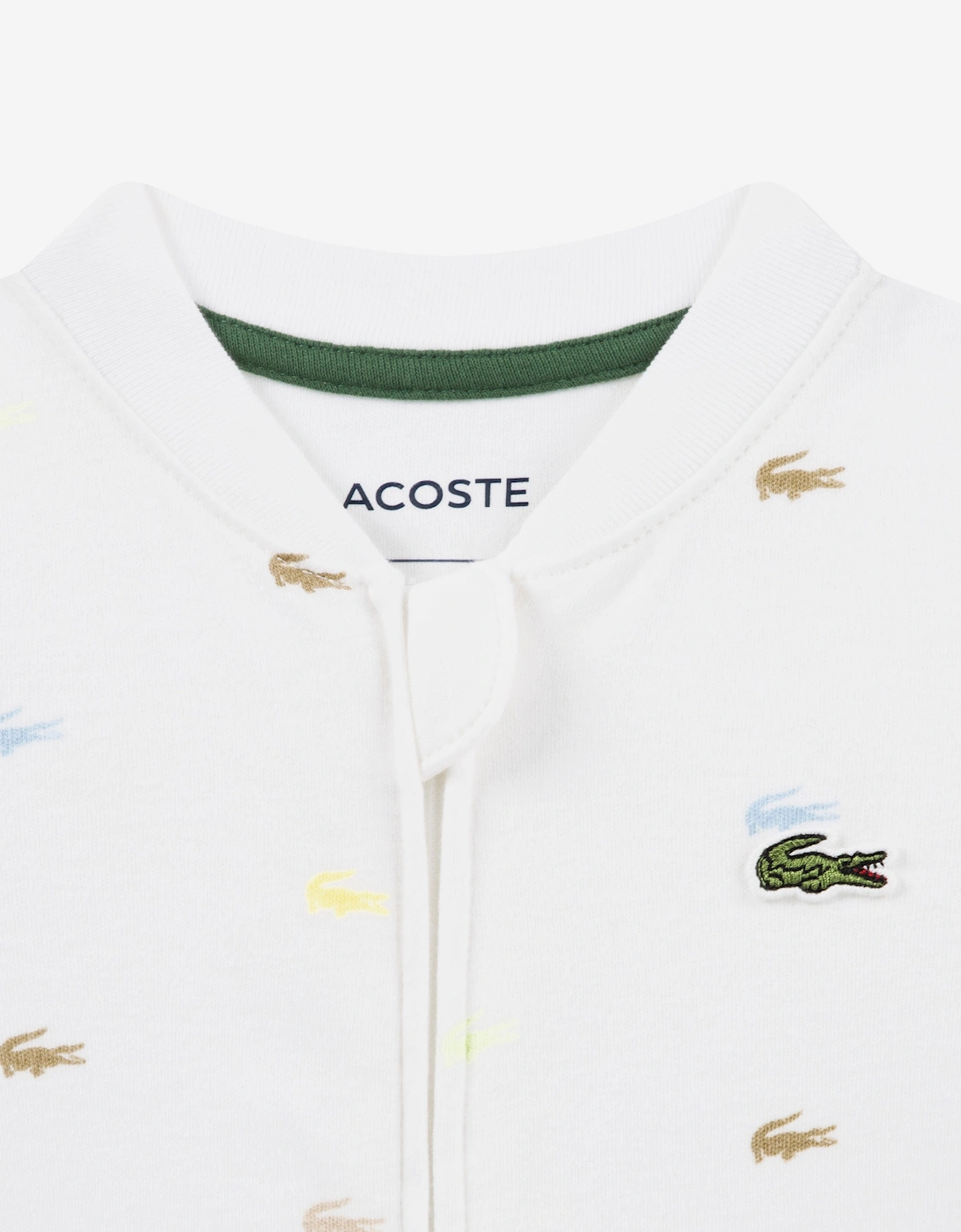 Baby Boys Footed Croco Print Coverall in White