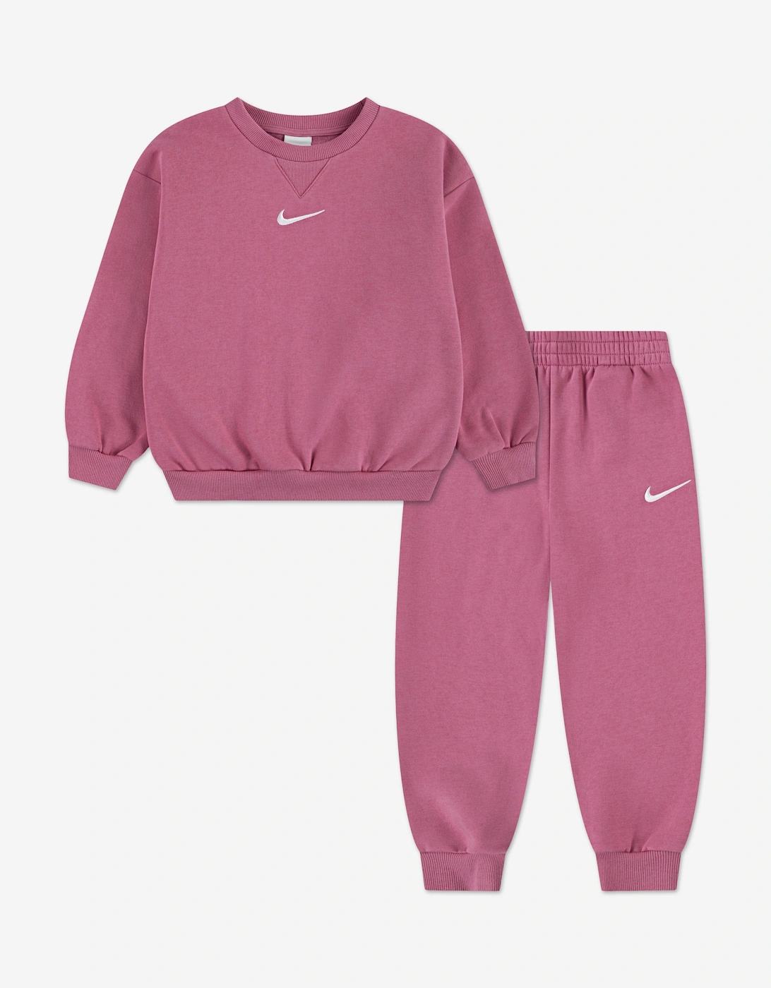 Nike Girls Pink Essential Fleece Tracksuit In  5 Years/6 Years Size 5 Kids