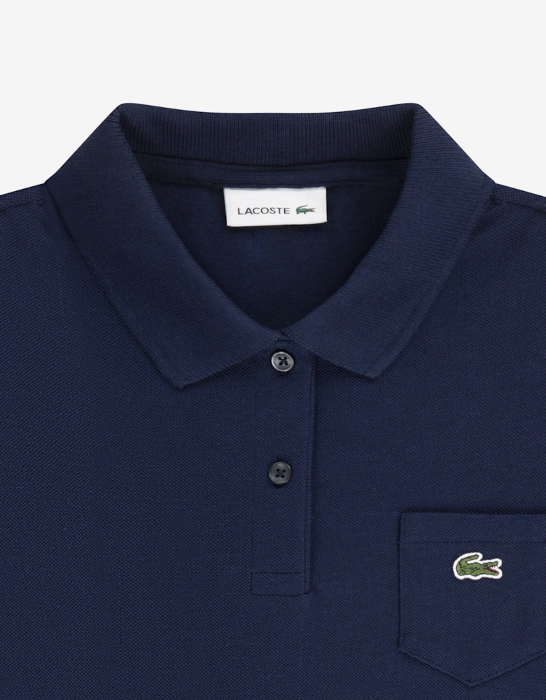 Girls Pique Polo Dress in Navy