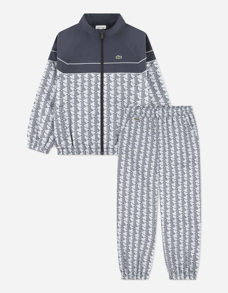 Boys Monogram Wind Tracksuit in Grey