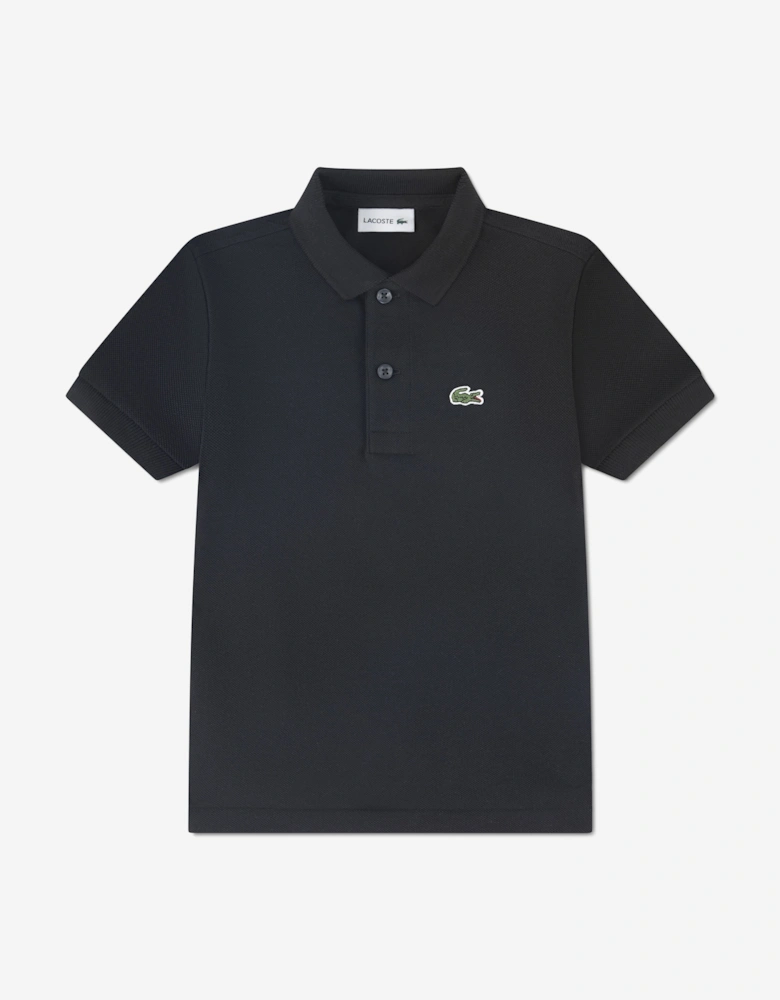 Boys Pique Polo Shirt in Black