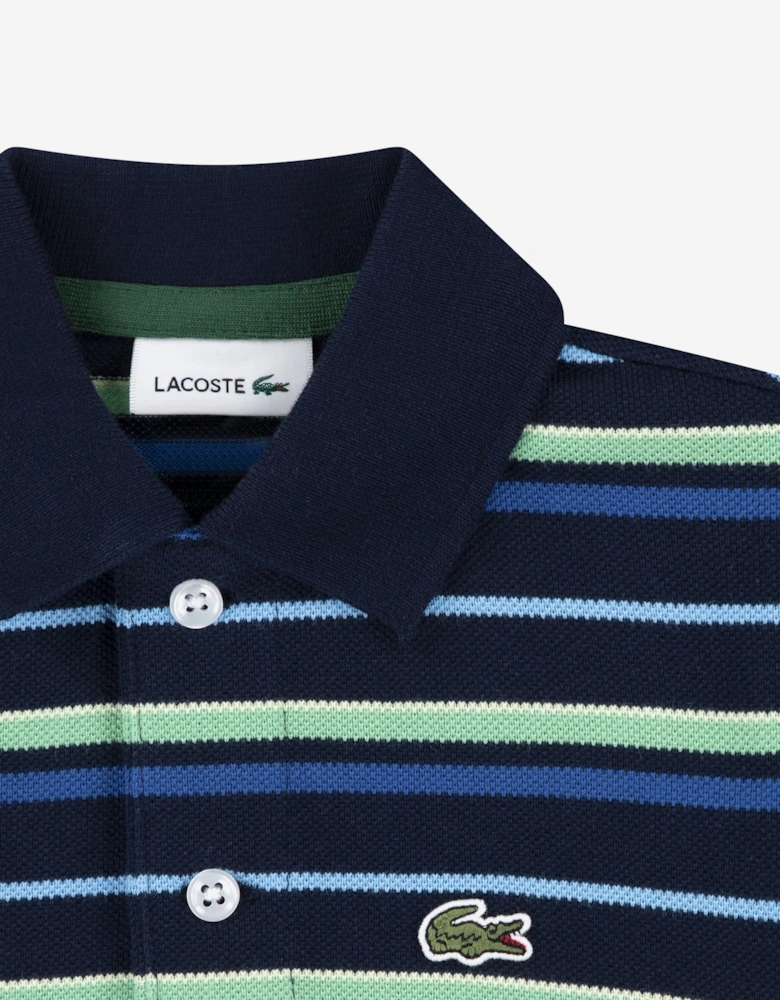 Boys Feeder Petit Pique Polo Shirt in Navy