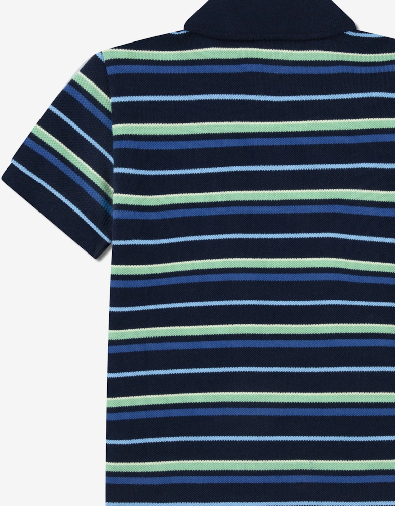 Boys Feeder Petit Pique Polo Shirt in Navy