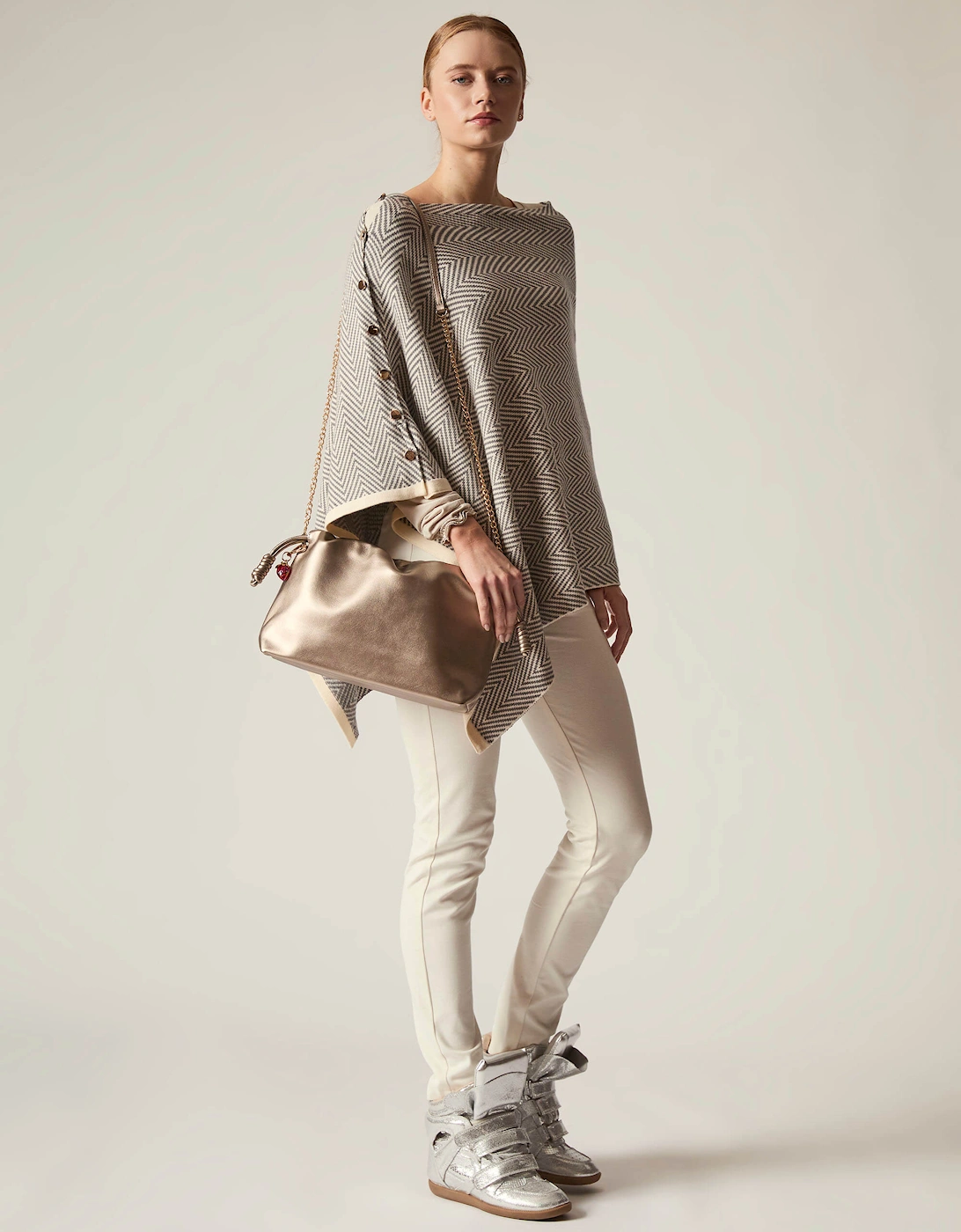 Grey Chevron Button Poncho, 6 of 5