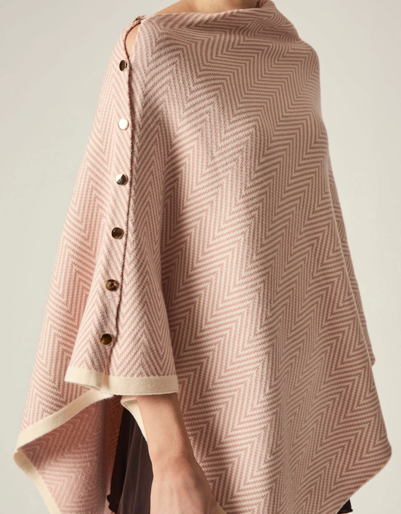 Pale Pink Chevron Button Poncho