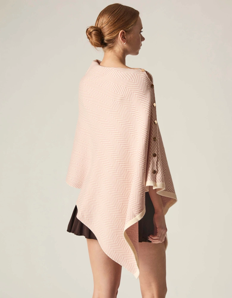 Pale Pink Chevron Button Poncho
