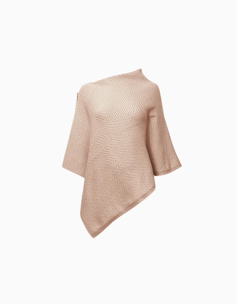 Pale Pink Chevron Button Poncho