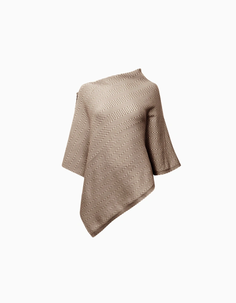 Coffee Chevron Button Poncho