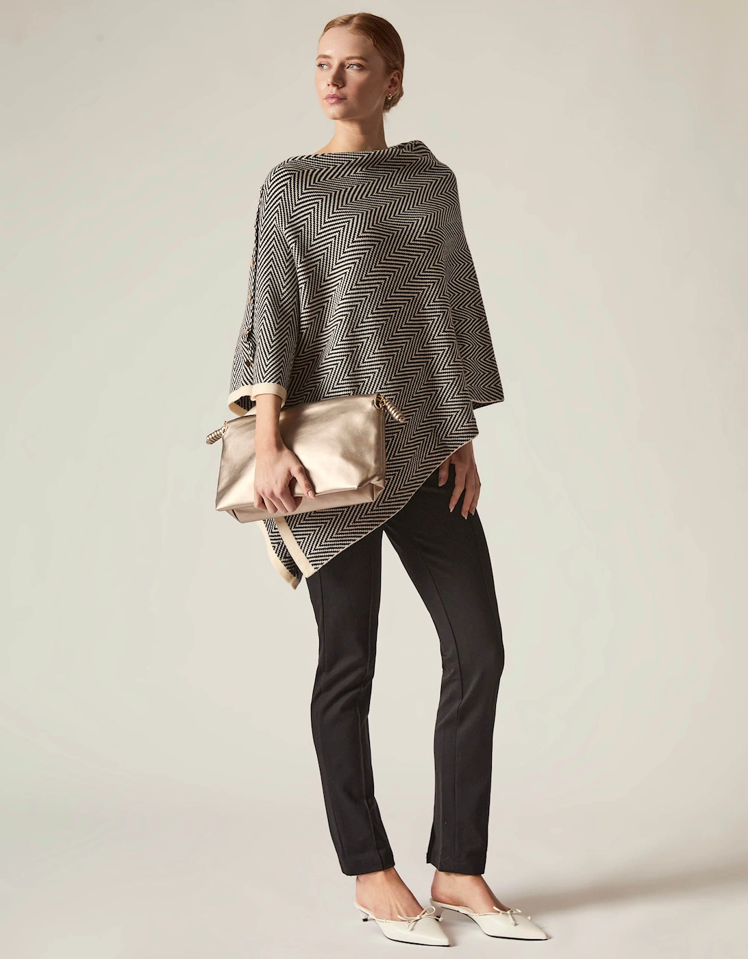 Black Chevron Button Poncho, 6 of 5