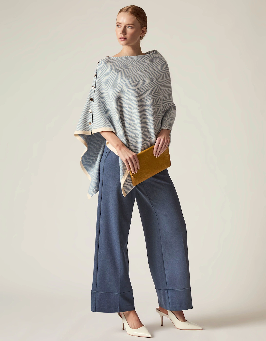 Pale Blue Chevron Button Poncho, 6 of 5