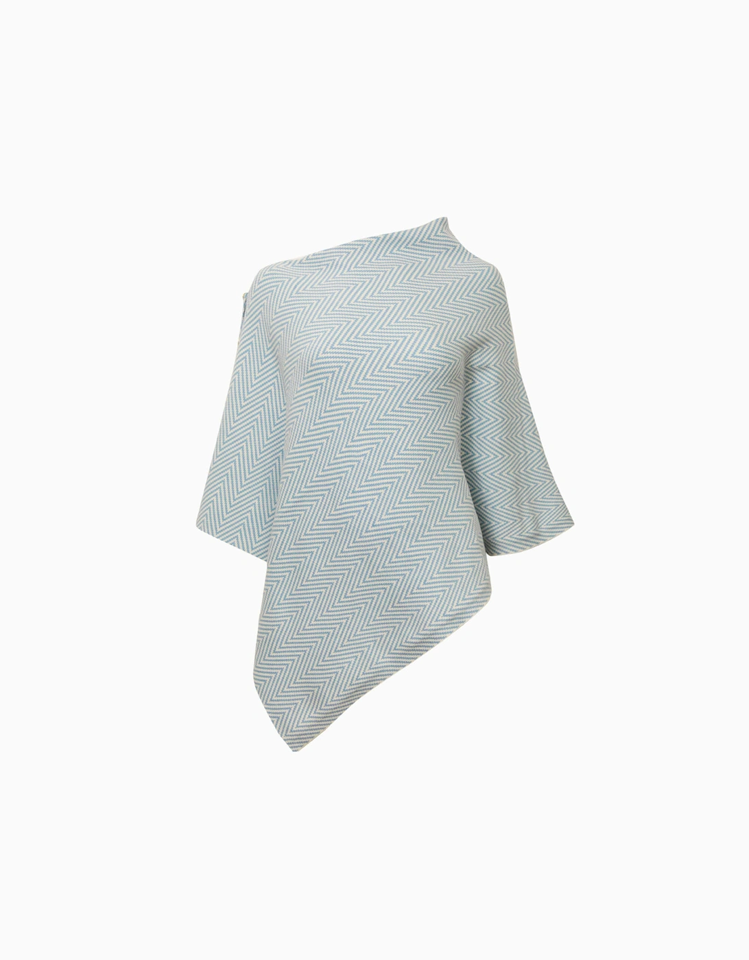Pale Blue Chevron Button Poncho