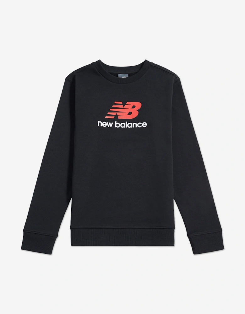 Boys Brush Back Stacked Logo Sweatshirt in Black