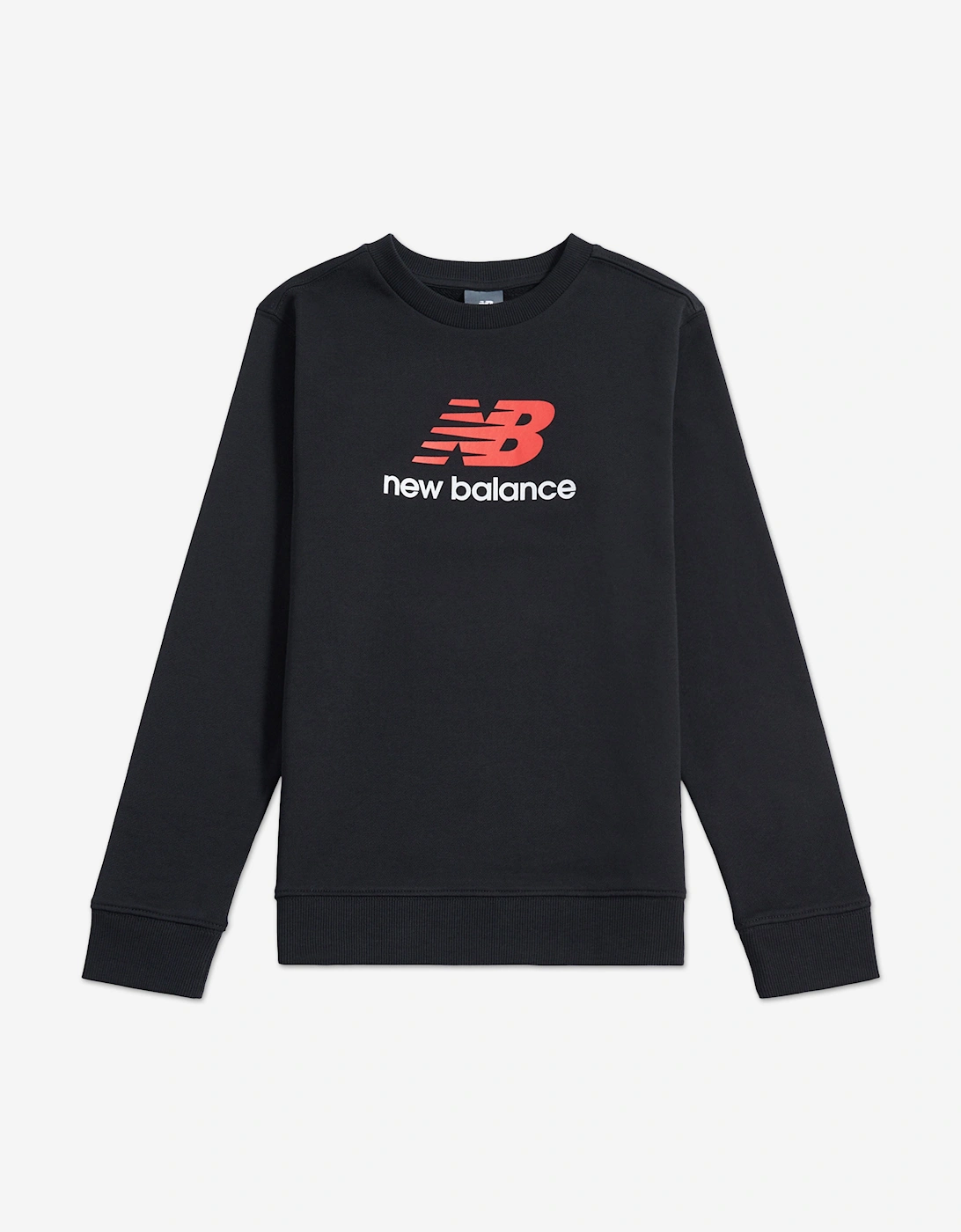 New Balance Boys Black 'S Brush Back Stacked Logo Sweatshirt In  9 Years/10 Years Size 9 Kids
