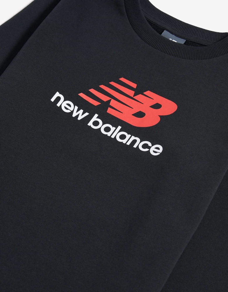 Boys Brush Back Stacked Logo Sweatshirt in Black