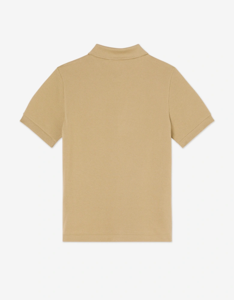 Boys Pique Polo Shirt in Beige