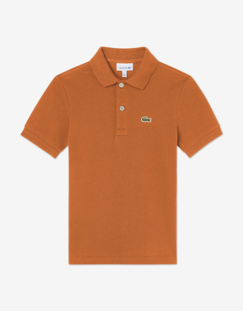 Boys Pique Polo Shirt in Orange