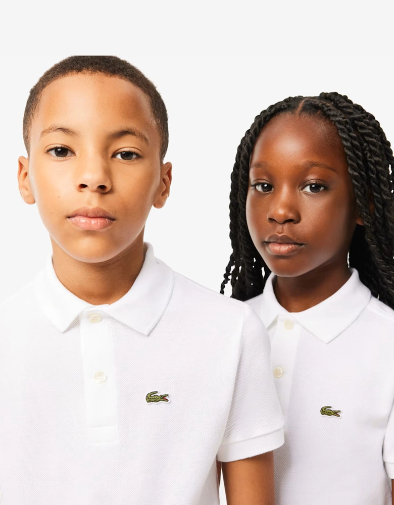 Boys Pique Polo Shirt in White