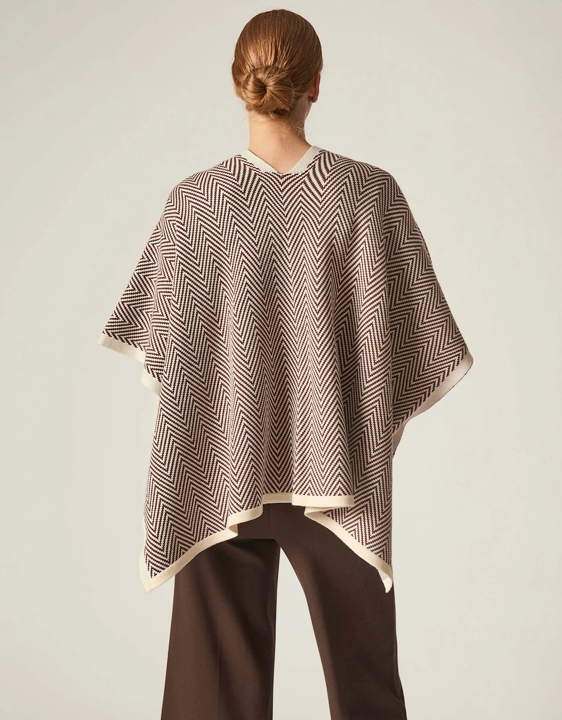 Coffee Chevron Knit Wrap