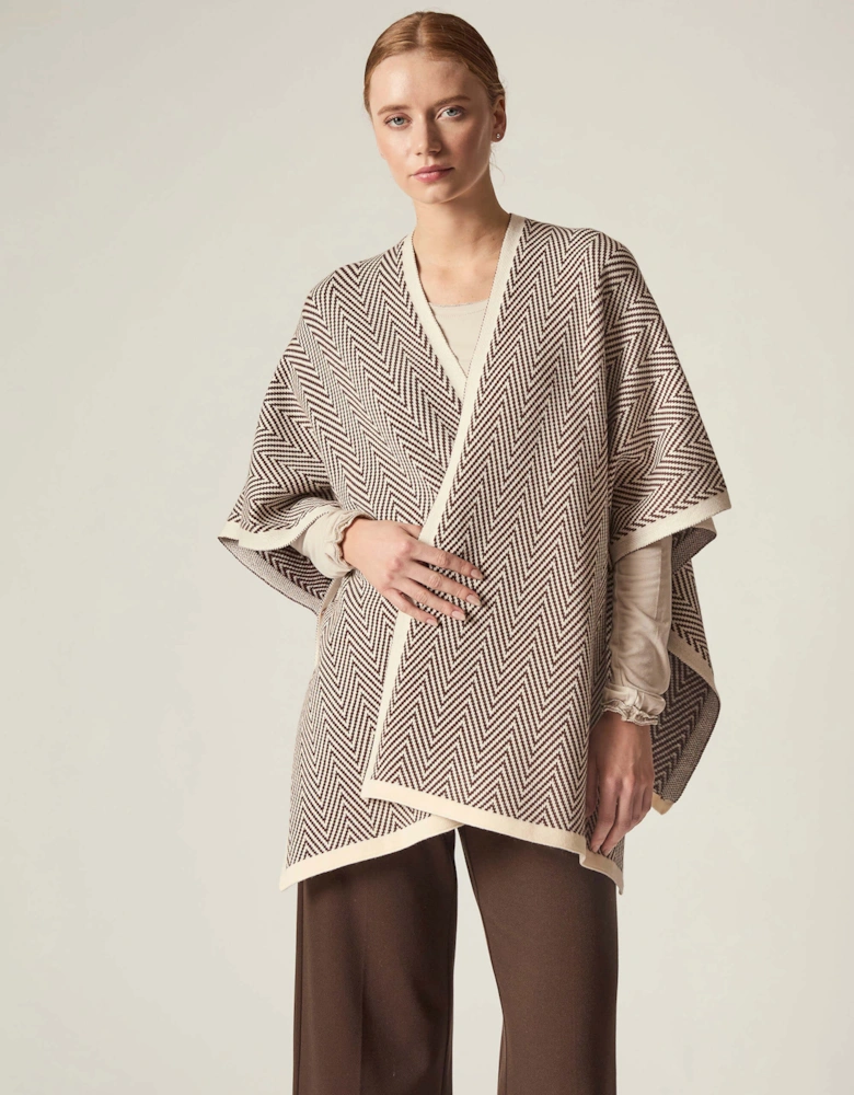 Coffee Chevron Knit Wrap