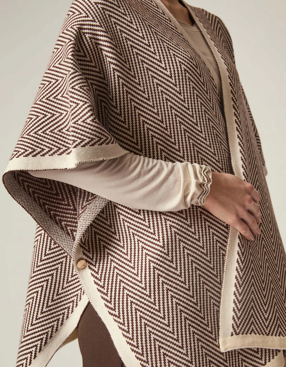 Coffee Chevron Knit Wrap