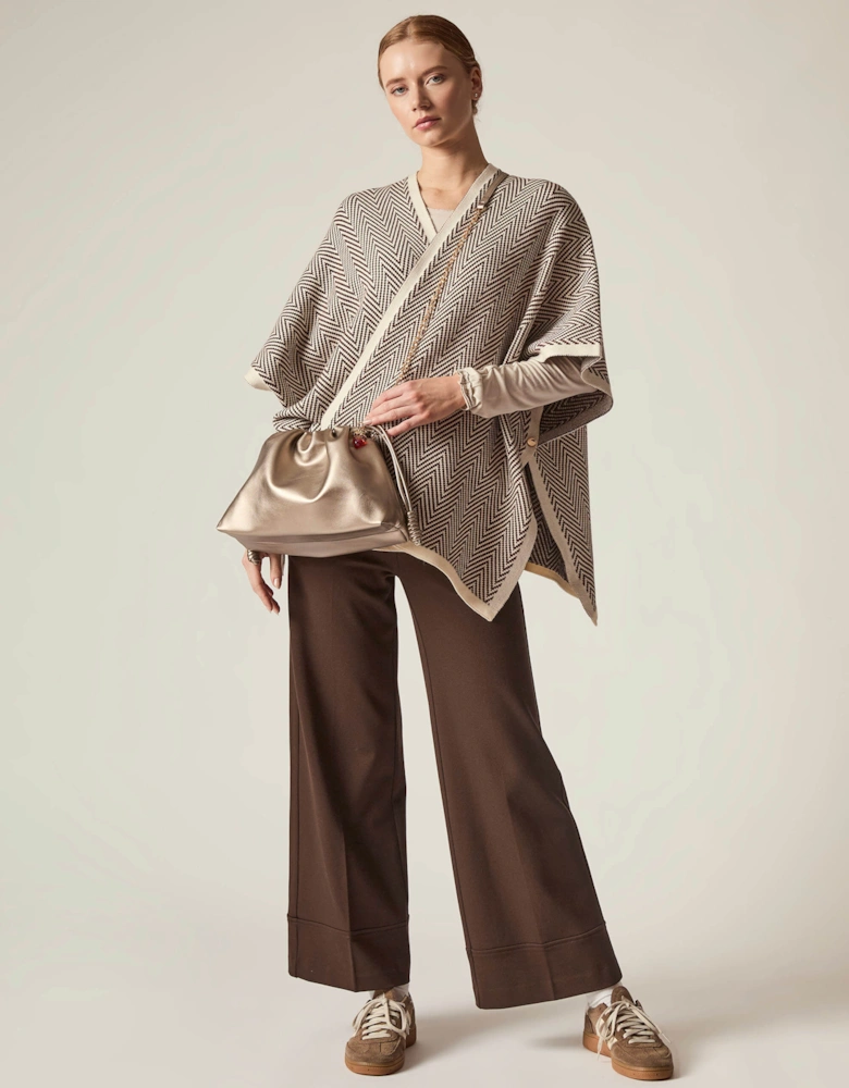 Coffee Chevron Knit Wrap