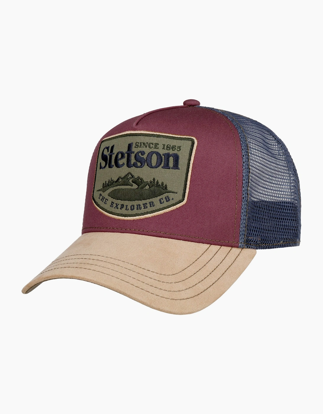 Stetson Men's Explorer Co Beige Wine Trucker Cap