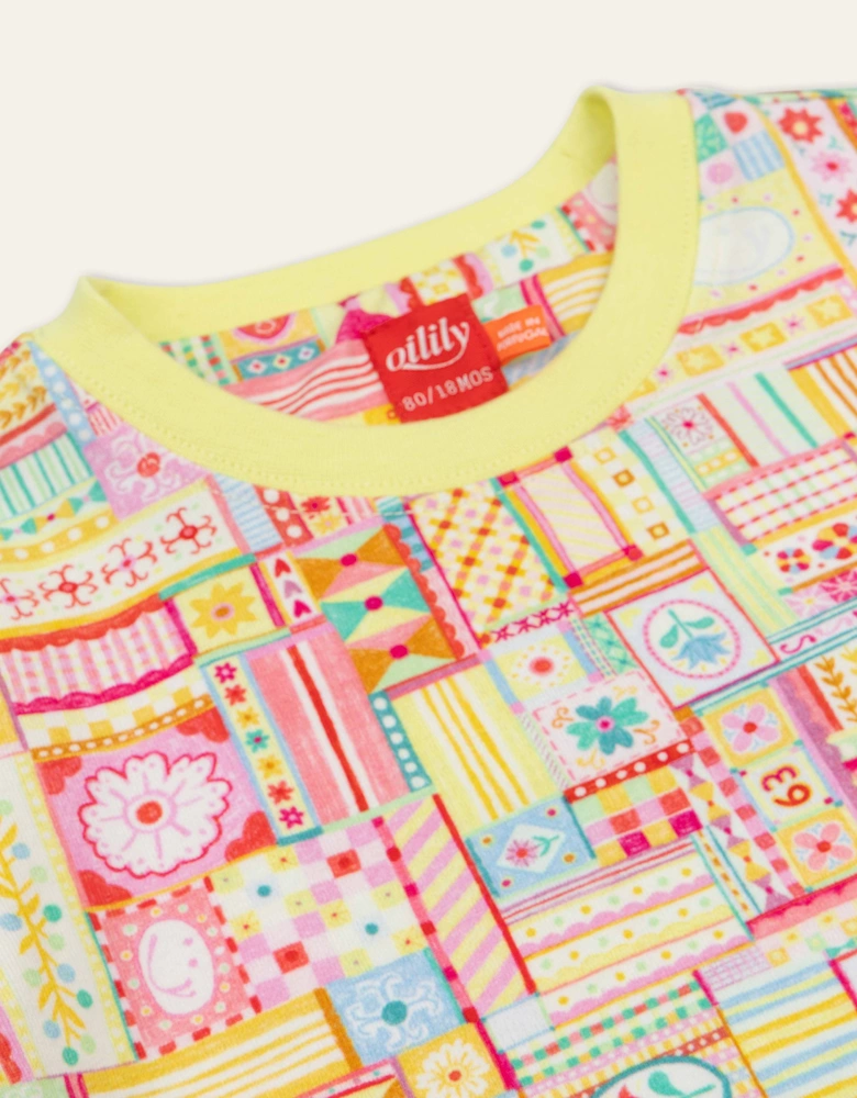 Girls Yellow Multi Print Top