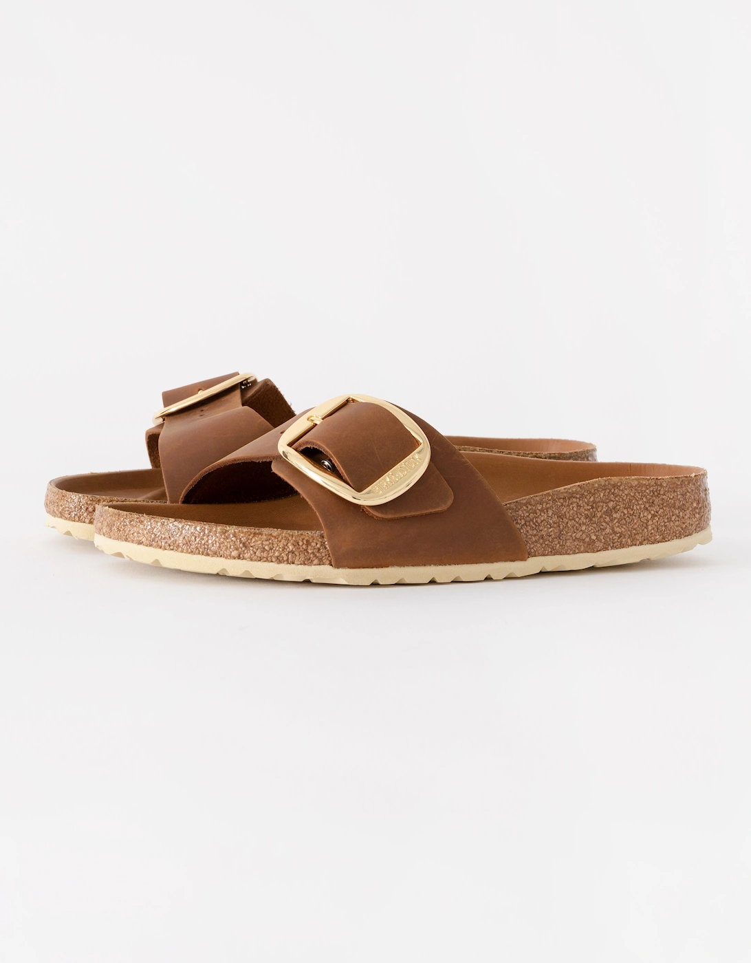 Birkenstock Women's Birkenstock Madrid Big Buckle Oiled Leather Womens Sandals - Cognac - Brown