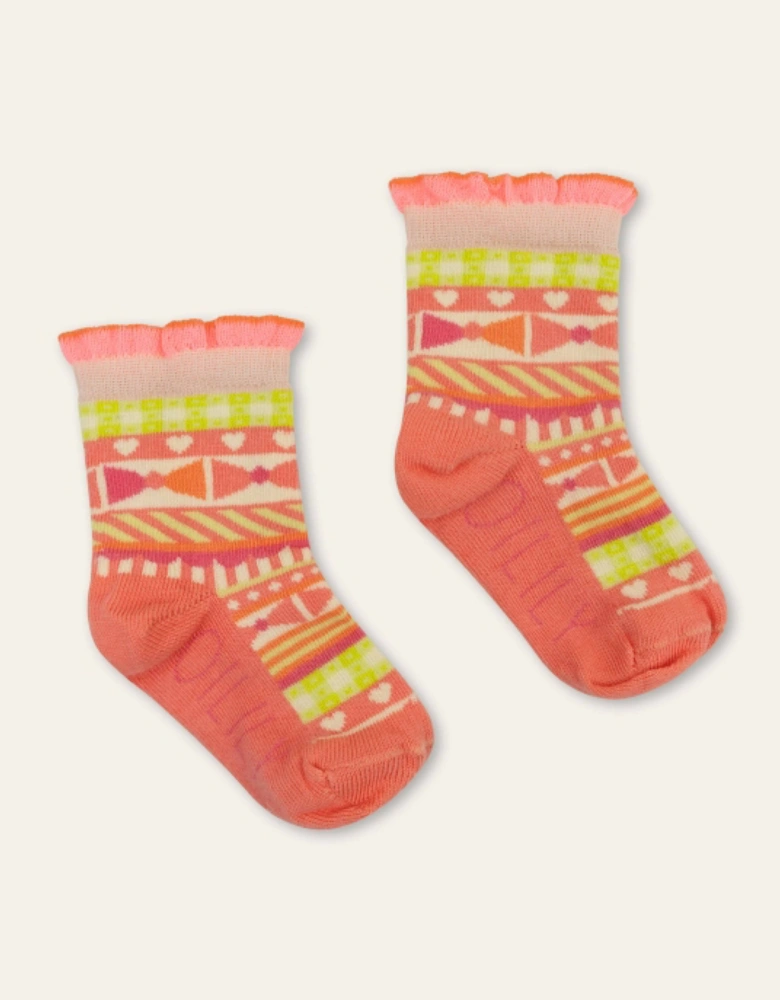 Girls Pink Multi Ankle Socks