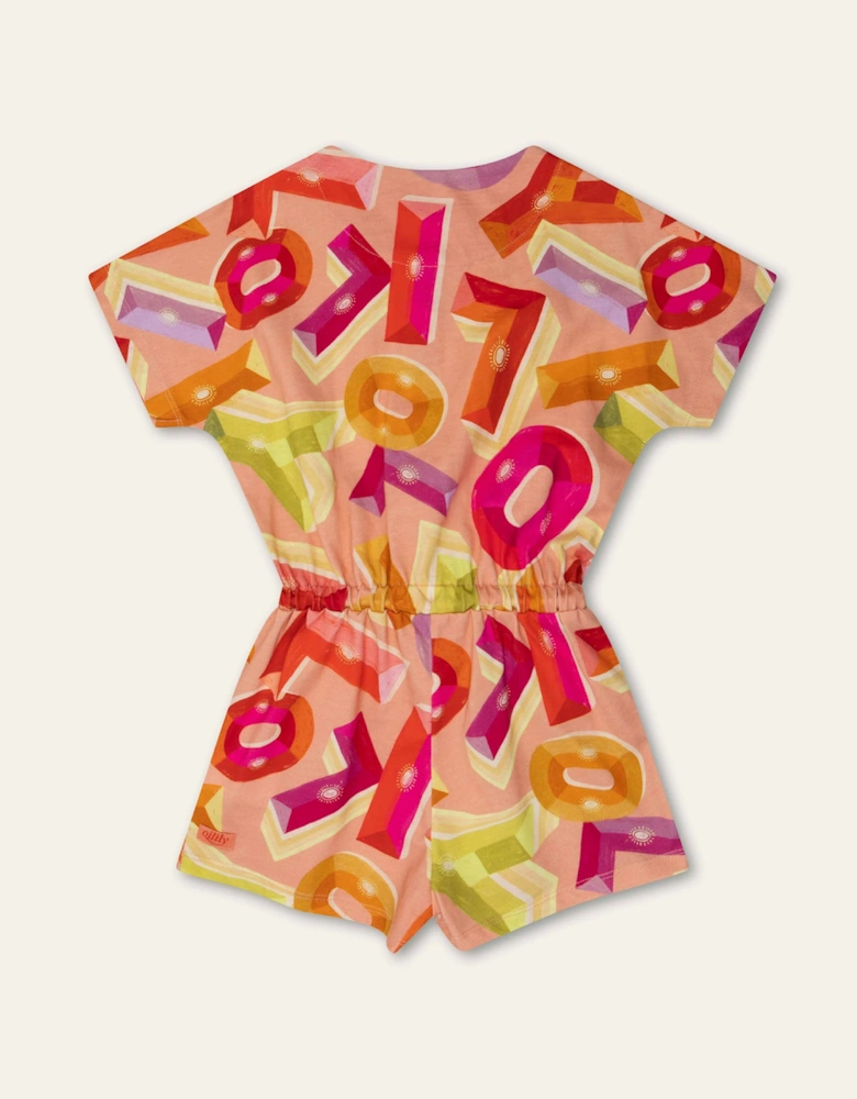 Girls Pink Multi Logo Jersey Playsuit