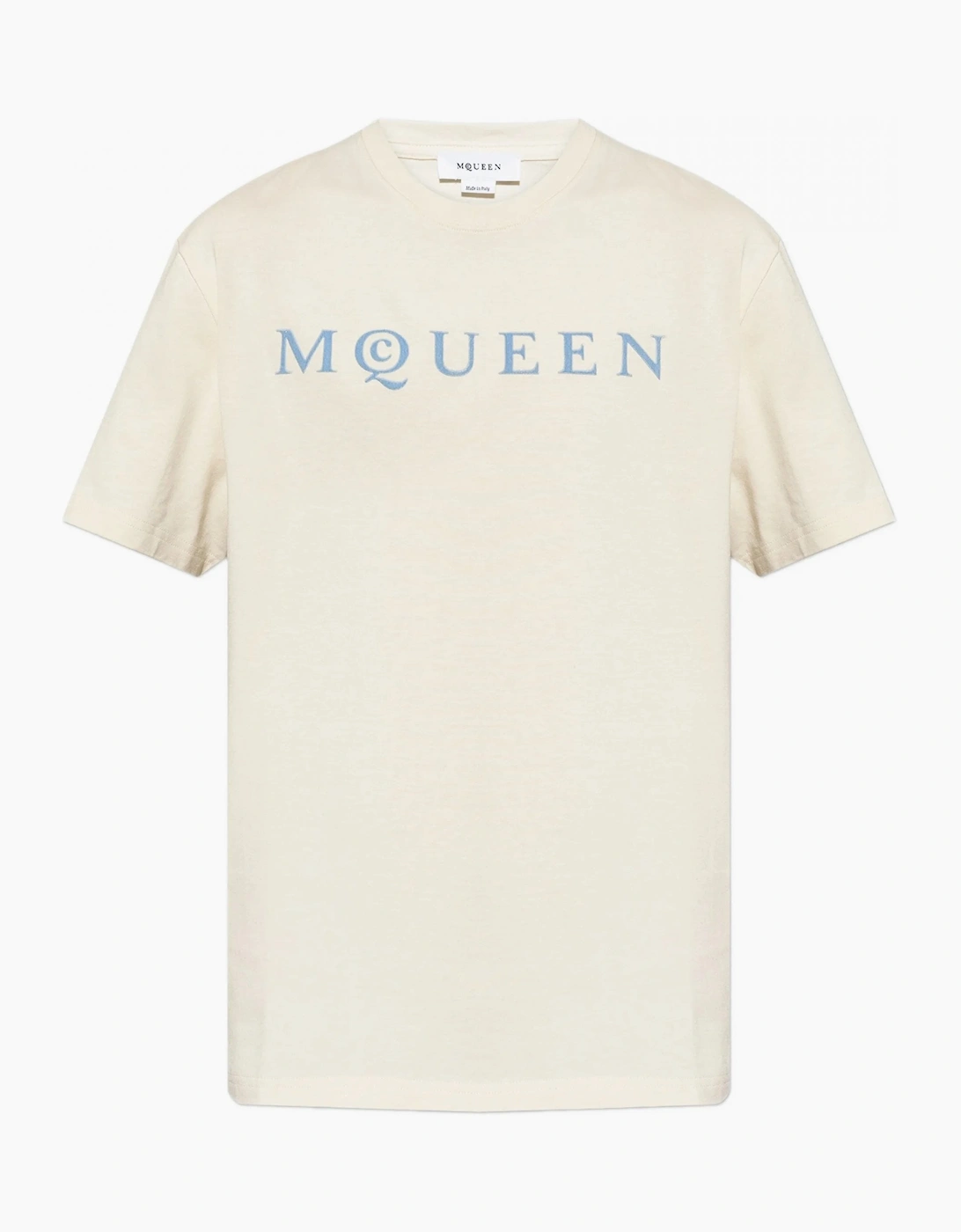 Alexander McQueen Alexander Mcqueen Men's Flock Print Logo T-Shirt Beige - Cream