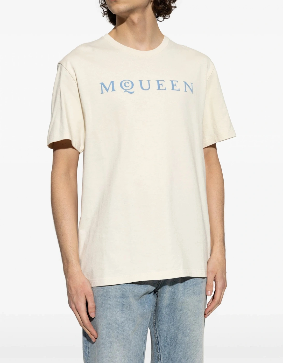 Flock Print Logo T-Shirt Beige