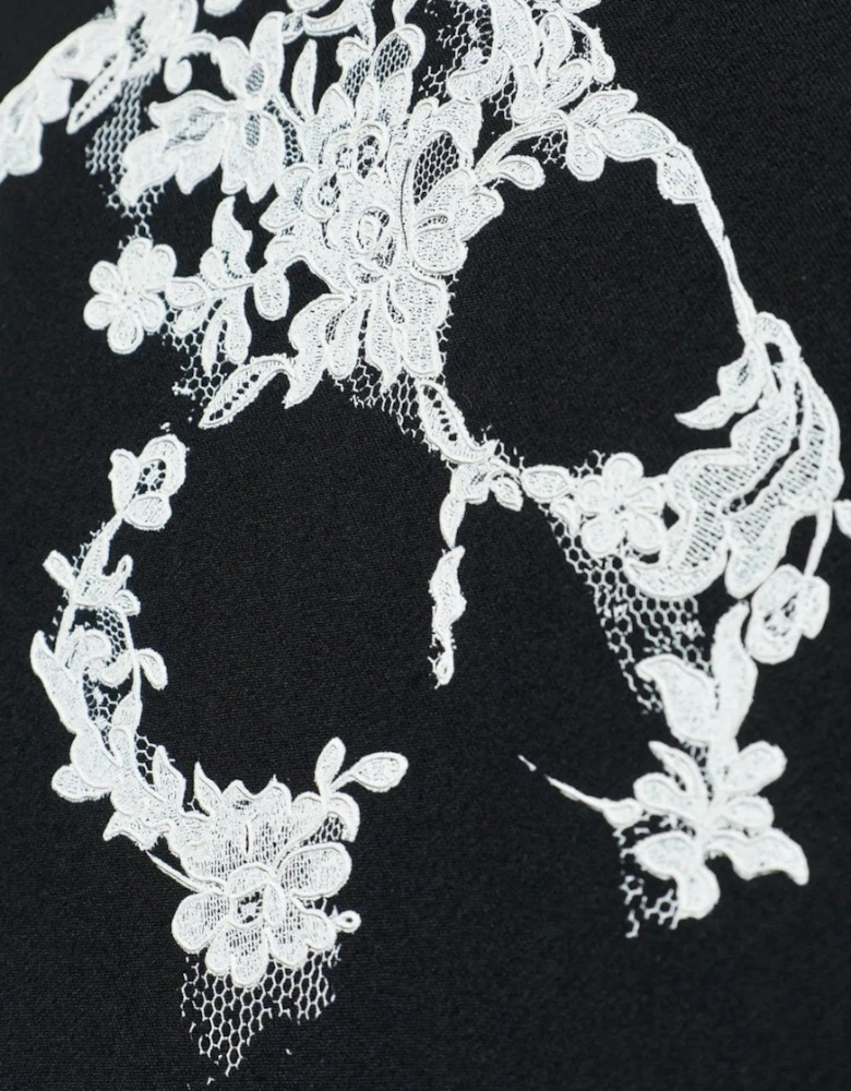 Lace Skull Print T-Shirt Black