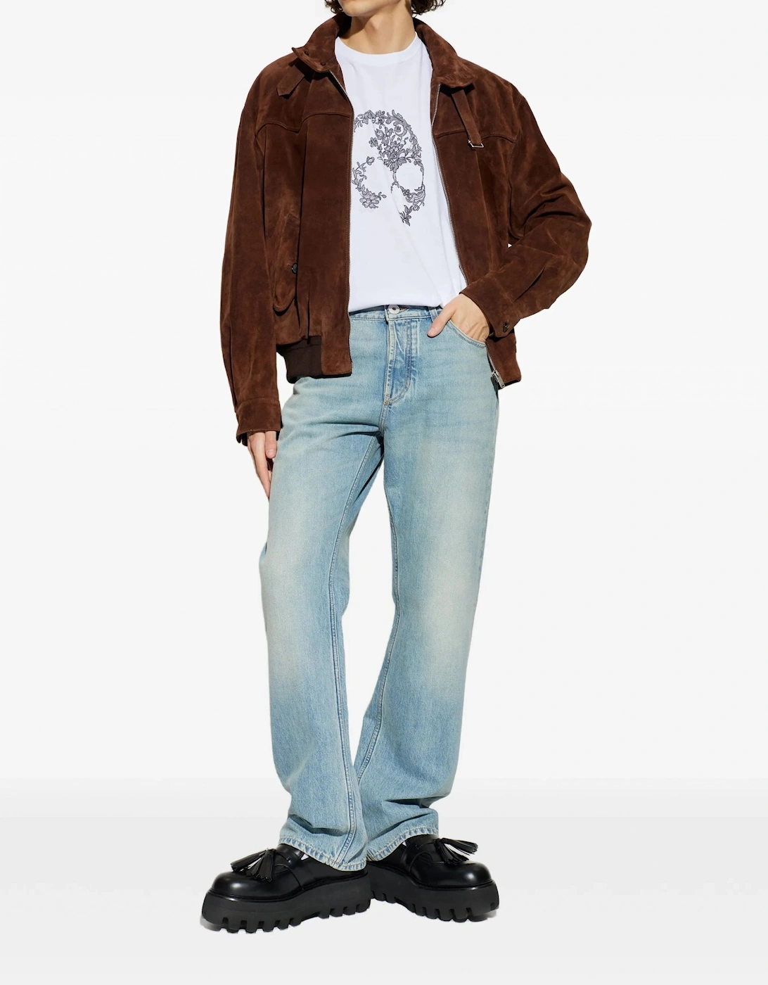 Lace Skull Print T-Shirt White