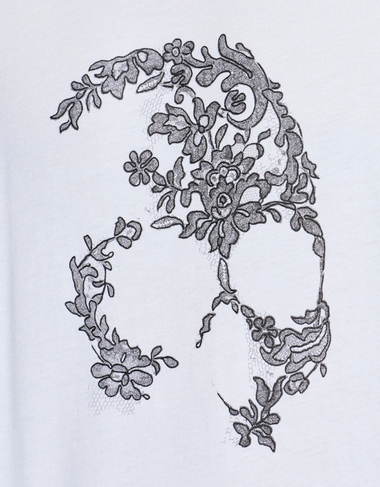 Lace Skull Print T-Shirt White