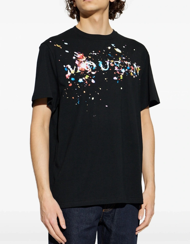 Confetti Print T-Shirt Black