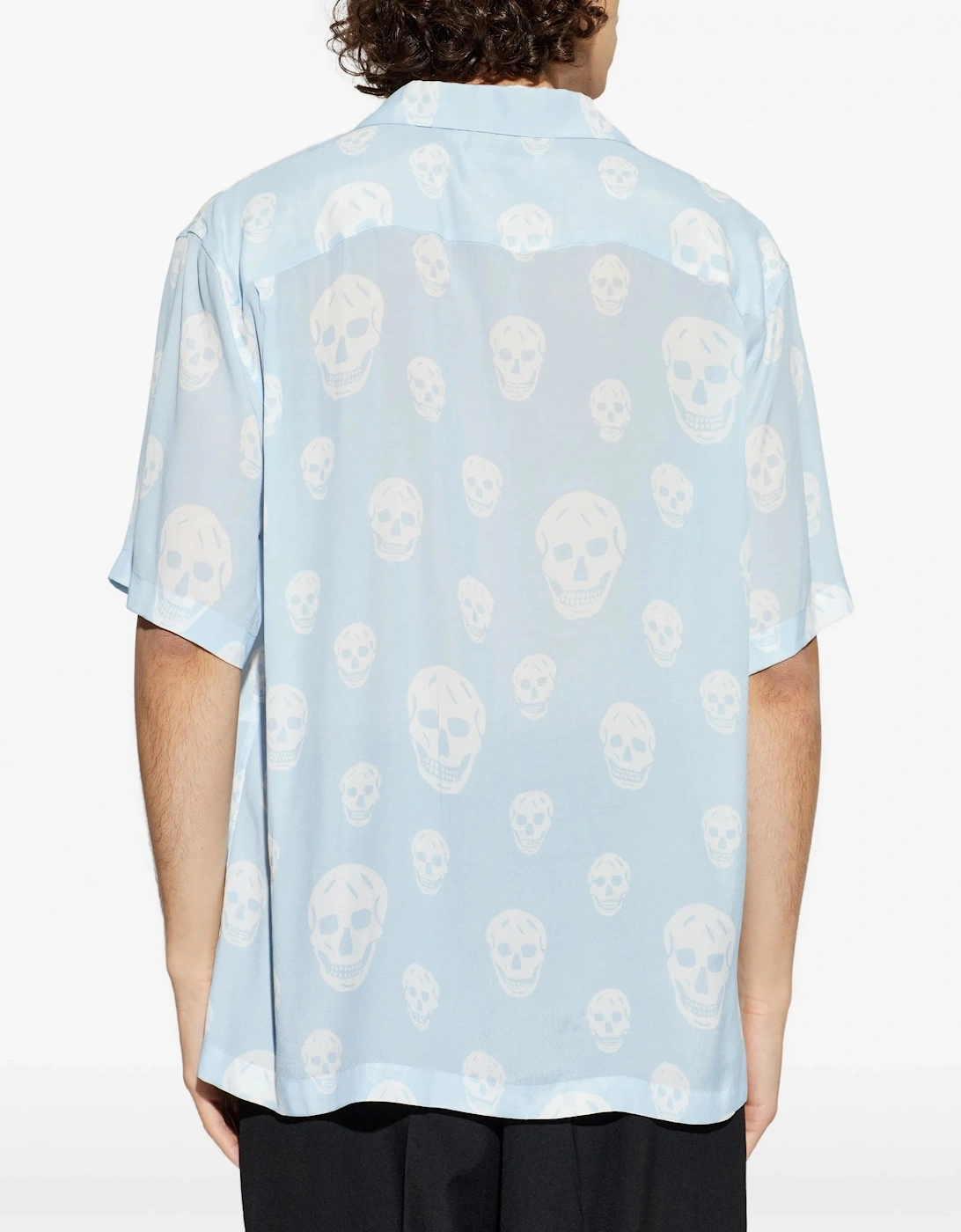 Skull Print SS Hawaiian Shirt Blue