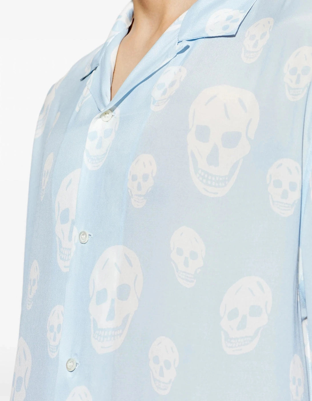 Skull Print SS Hawaiian Shirt Blue