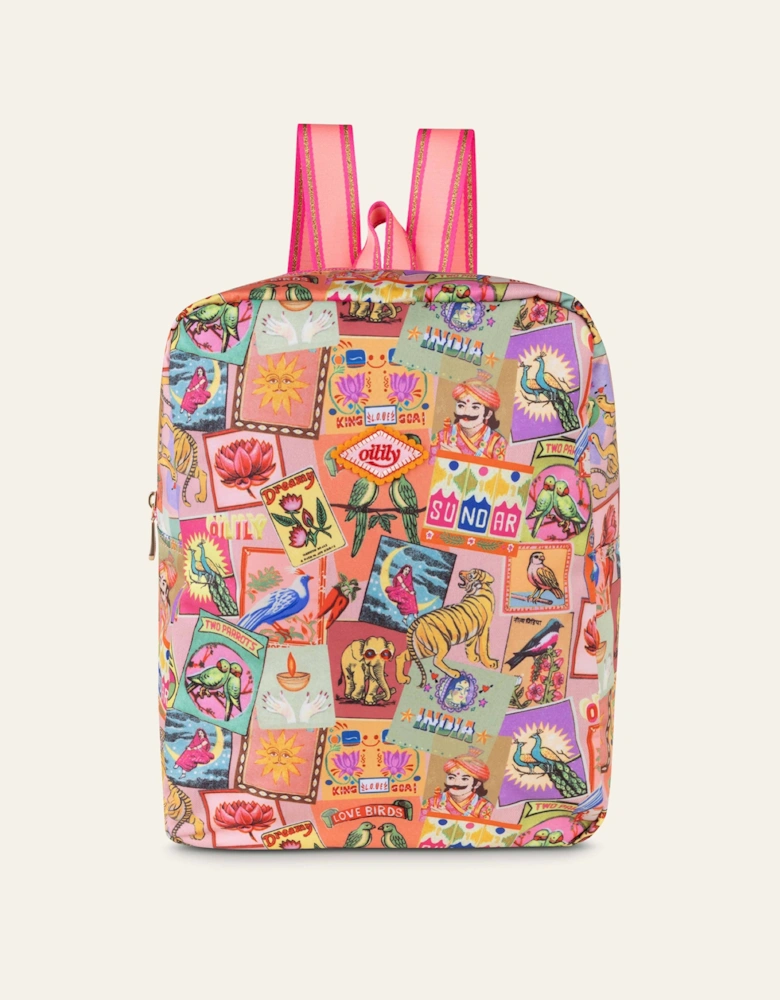Girls Pink India Inspired Print Backpack