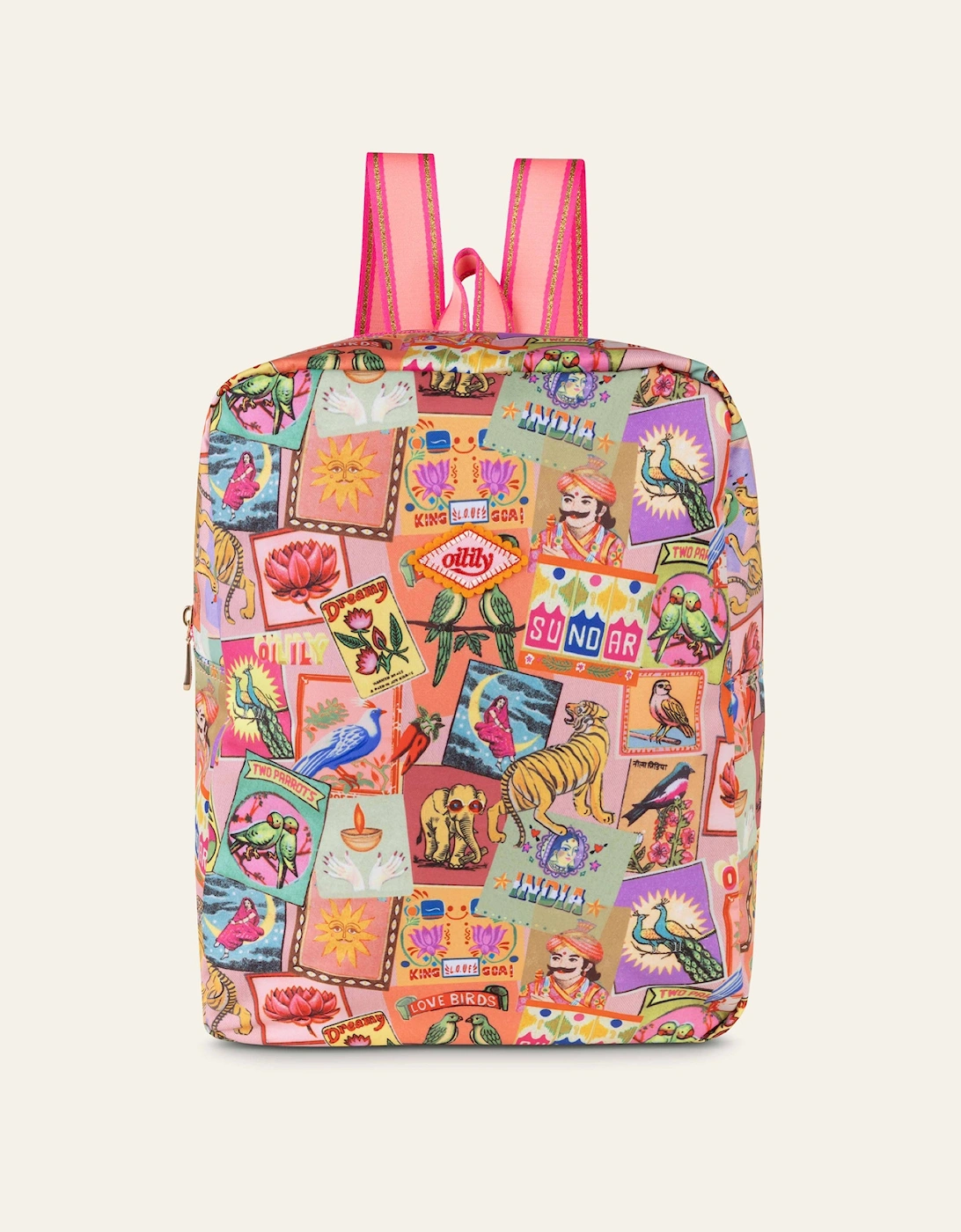 Girls Pink India Inspired Print Backpack, 7 of 6