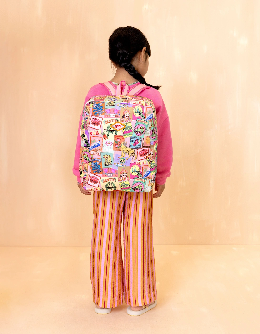 Girls Pink India Inspired Print Backpack