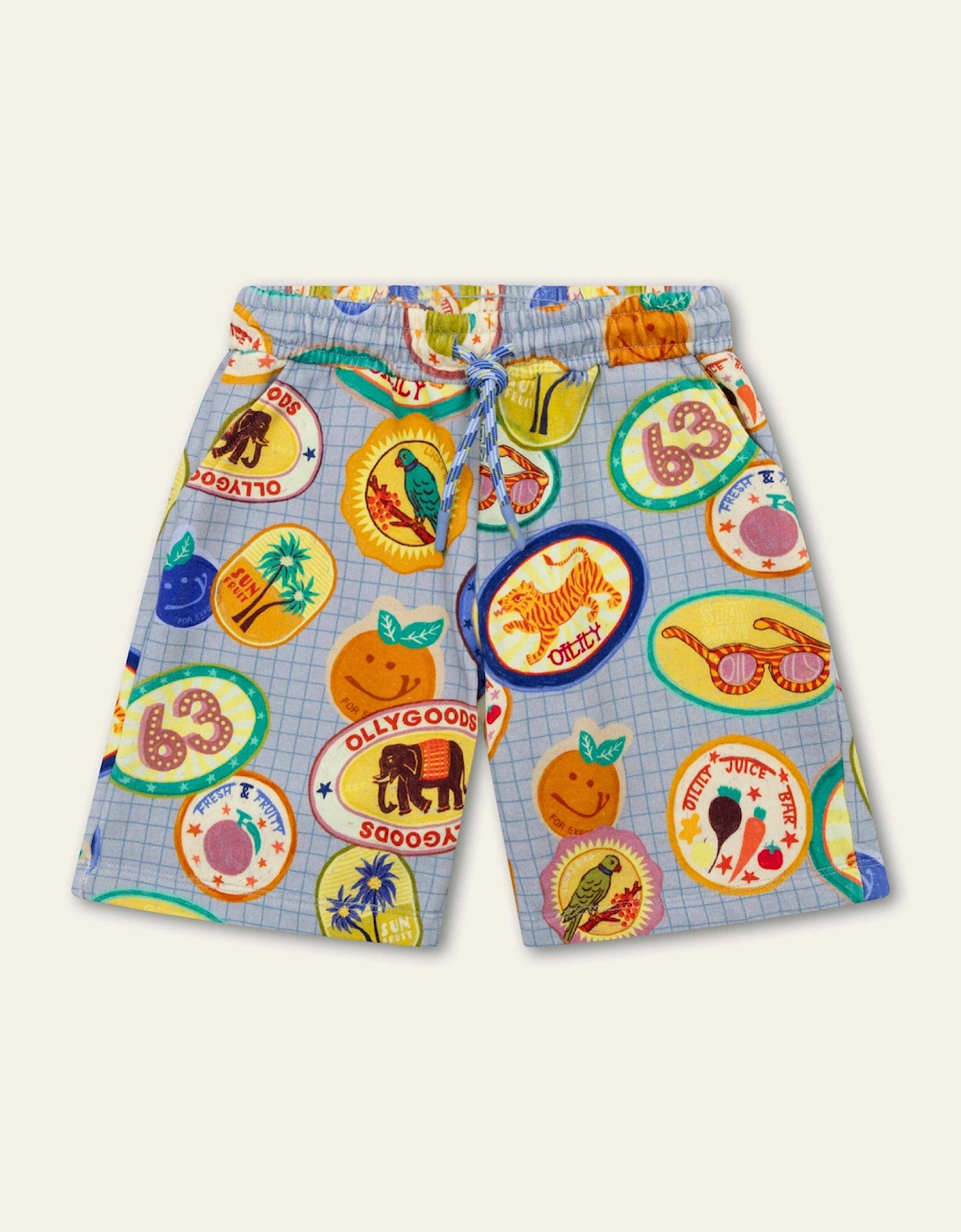 Boys Pale Blue Sticker Sweat Shorts, 4 of 3