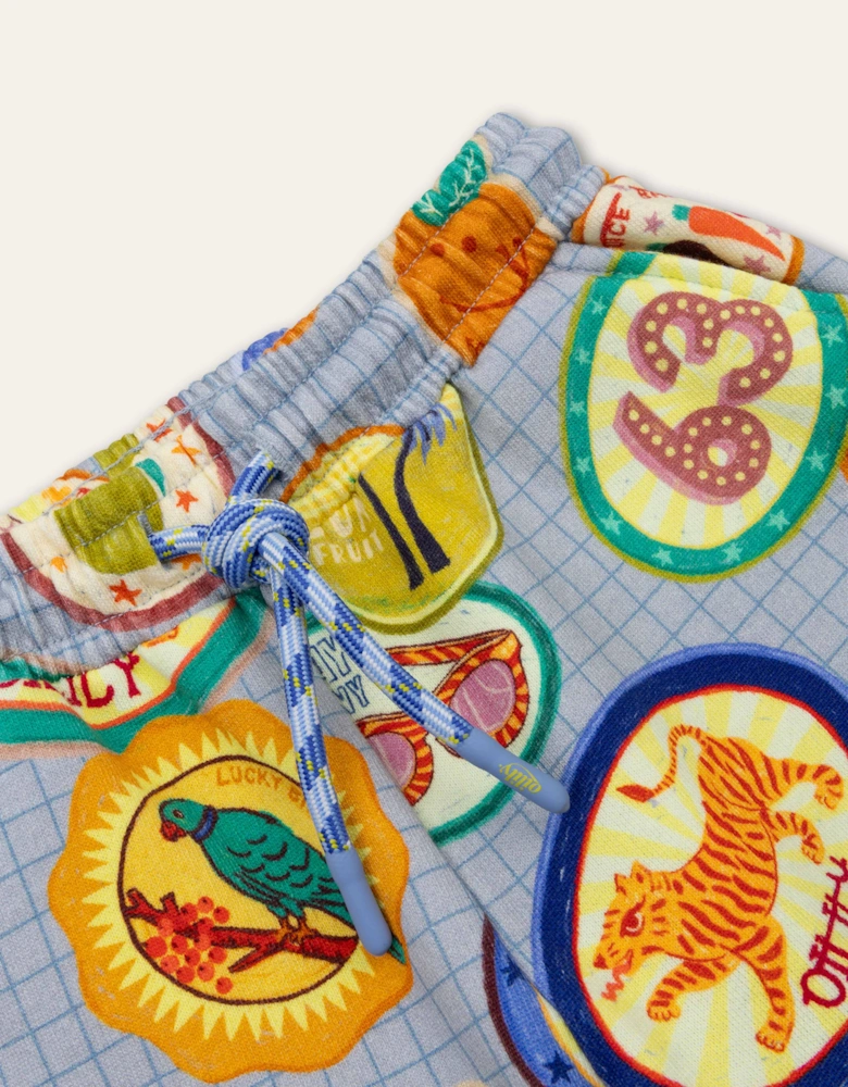 Boys Pale Blue Sticker Sweat Shorts