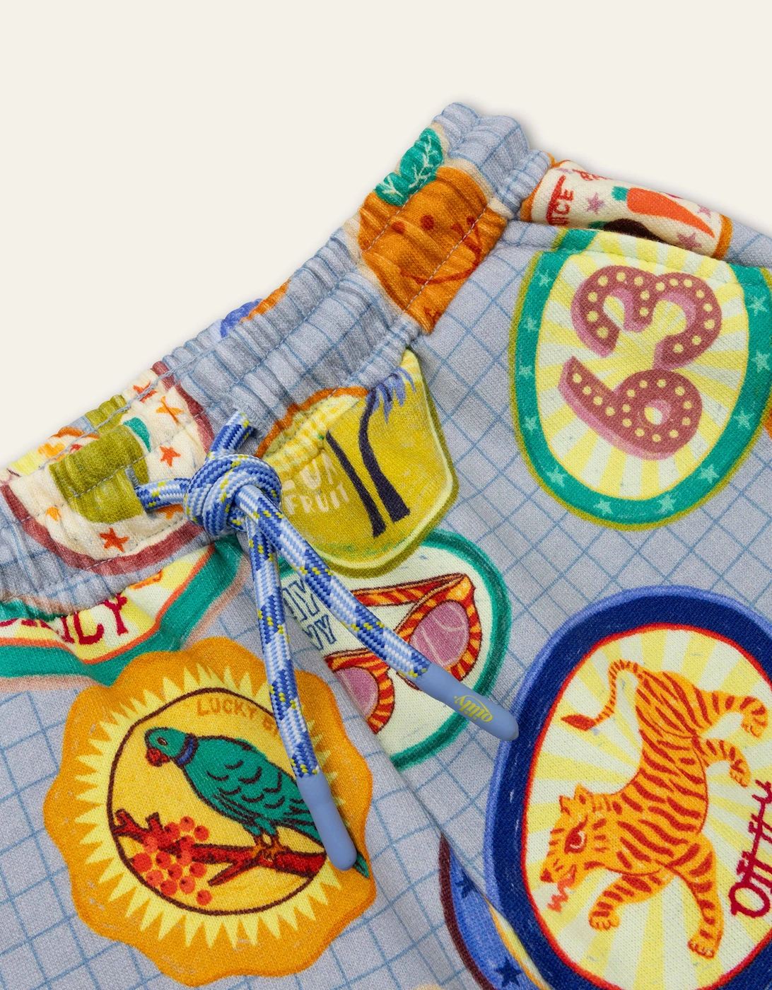 Boys Pale Blue Sticker Sweat Shorts