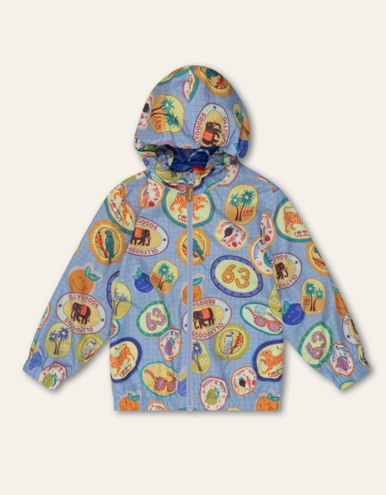 Boys Pale Blue Sticker Windbreaker Jacket