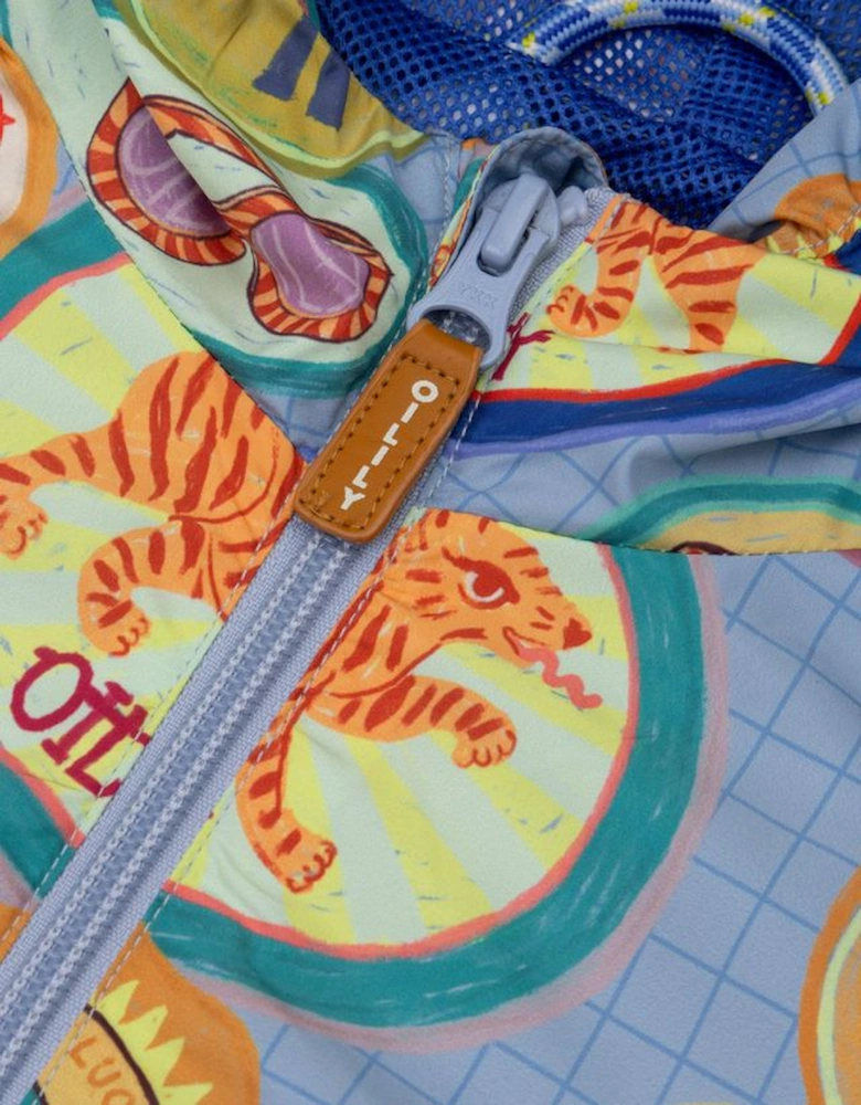 Boys Pale Blue Sticker Windbreaker Jacket